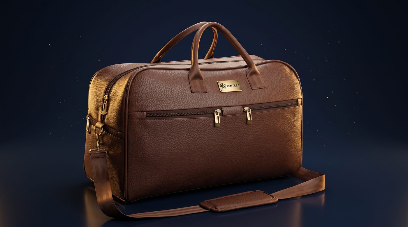 Zentara brown leather travel duffle